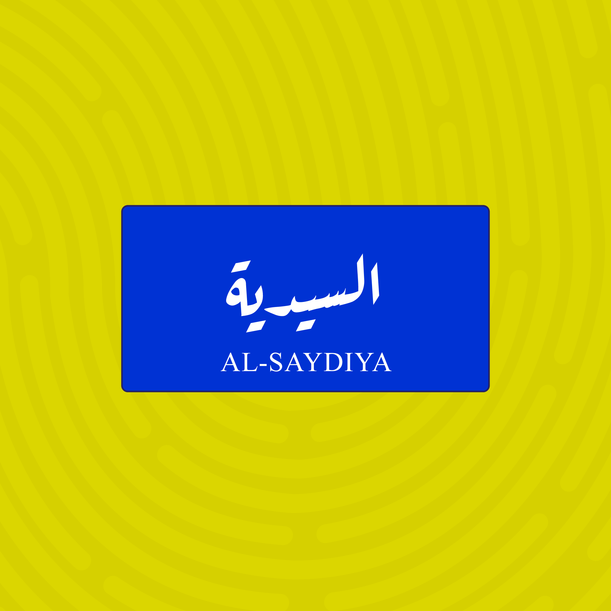 لوحة خشبية باسم السيدية - تصميم عراقي أزرق وأبيض